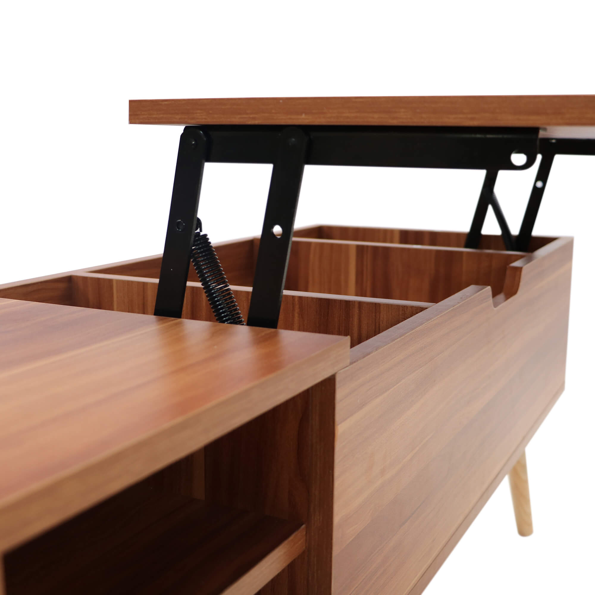 Homrest 43.3" Lift Top Coffee Table with Hidden Compartment and Adjustable Storage Shelf Wood Dinning Table (Brown)