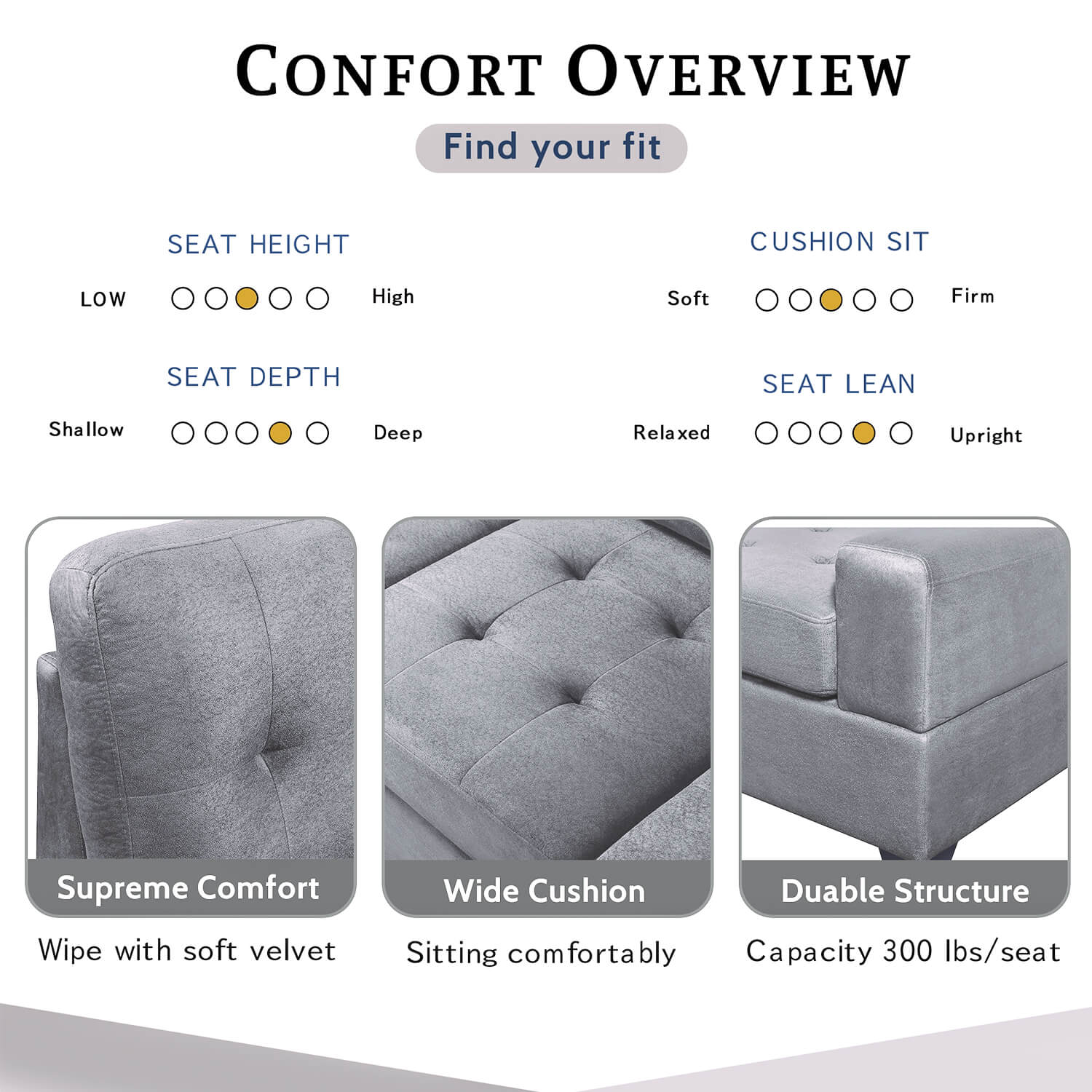 Homrest Sectional Sofa with Reversible Chaise Lounge L-Shaped Couch with Storage Ottoman and Cup Holders (Light Grey)