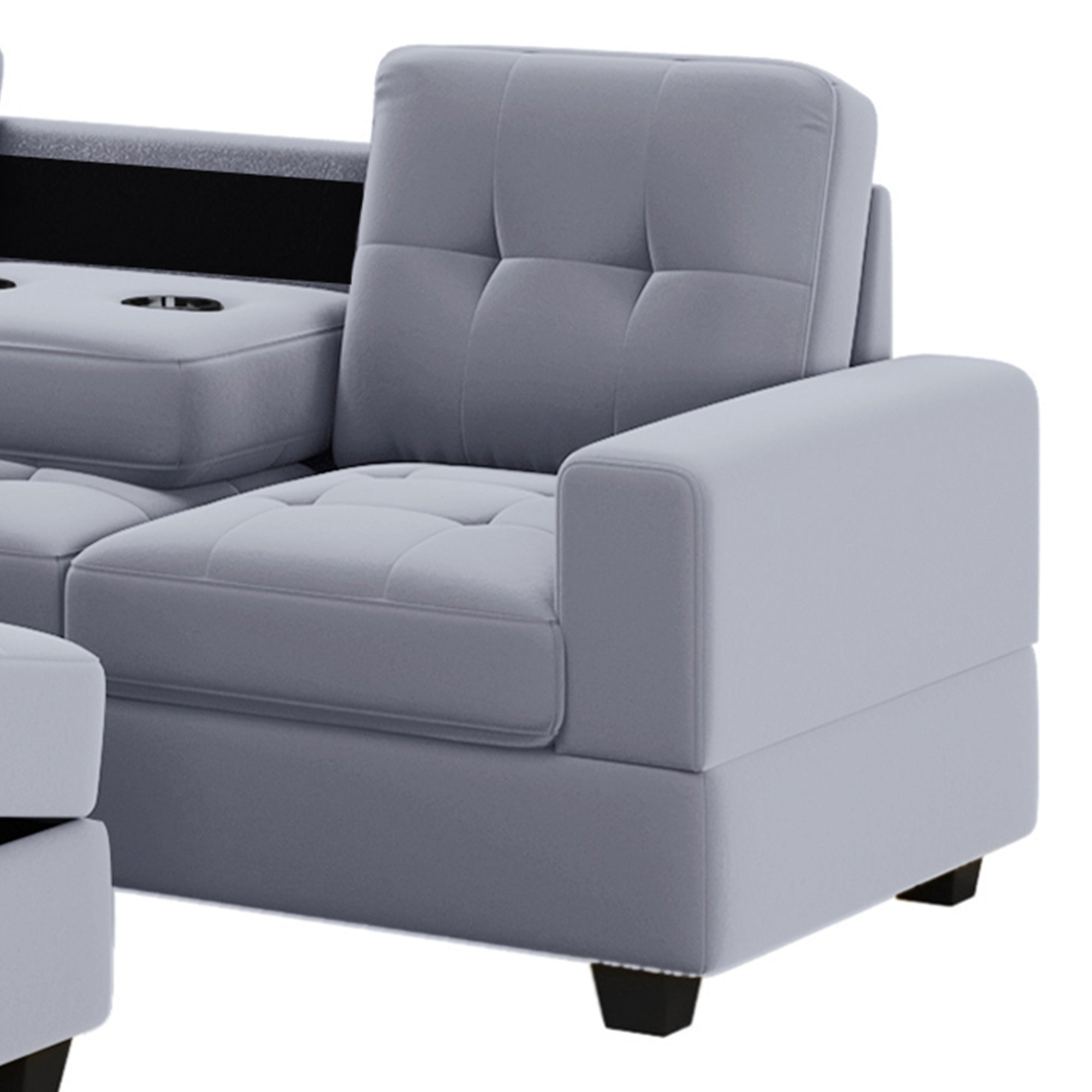 Homrest 112" Sectional Sofa with Reversible Chaise Lounge L-Shaped Couch with Storage Ottoman (Grey)