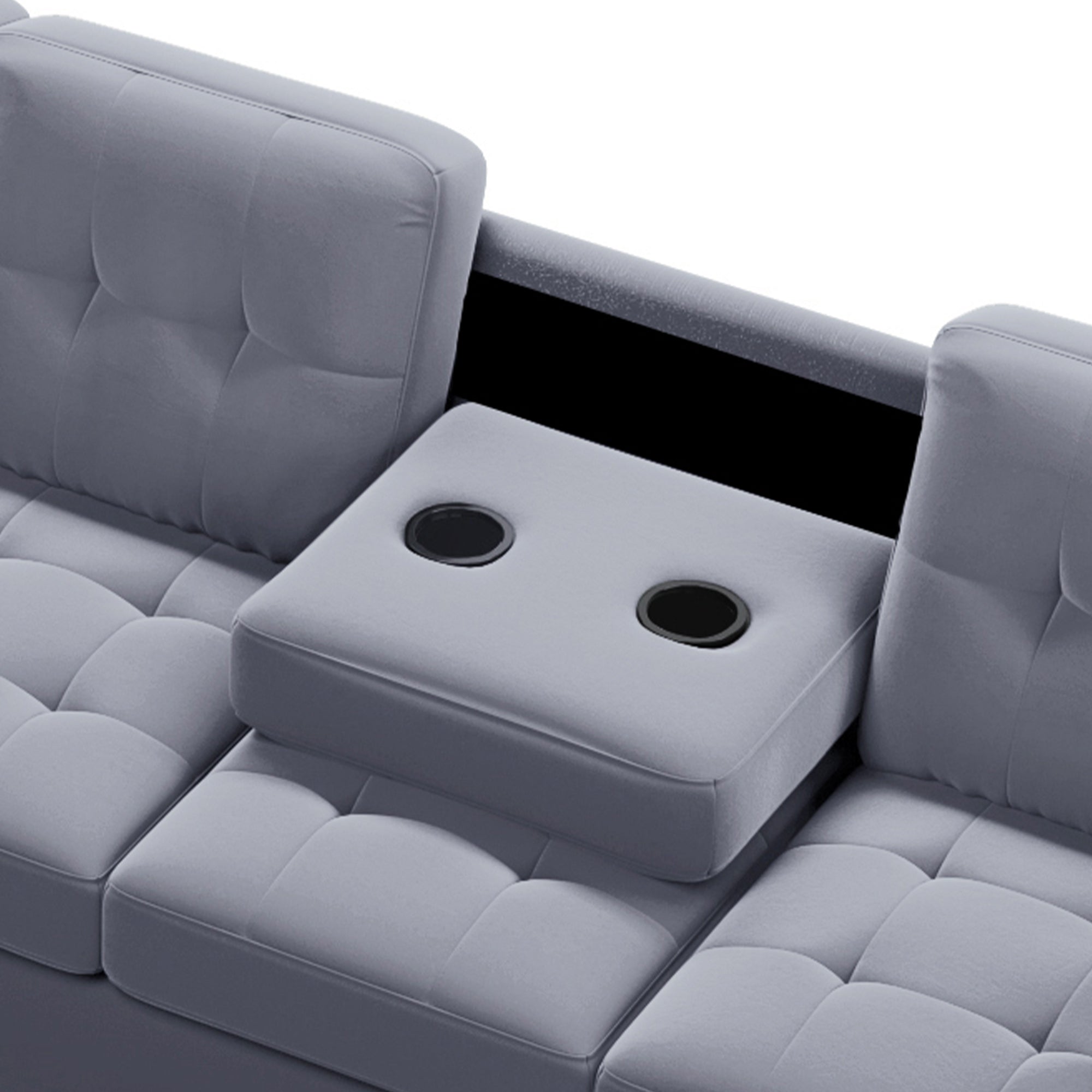 Homrest 112" Sectional Sofa with Reversible Chaise Lounge L-Shaped Couch with Storage Ottoman (Grey)