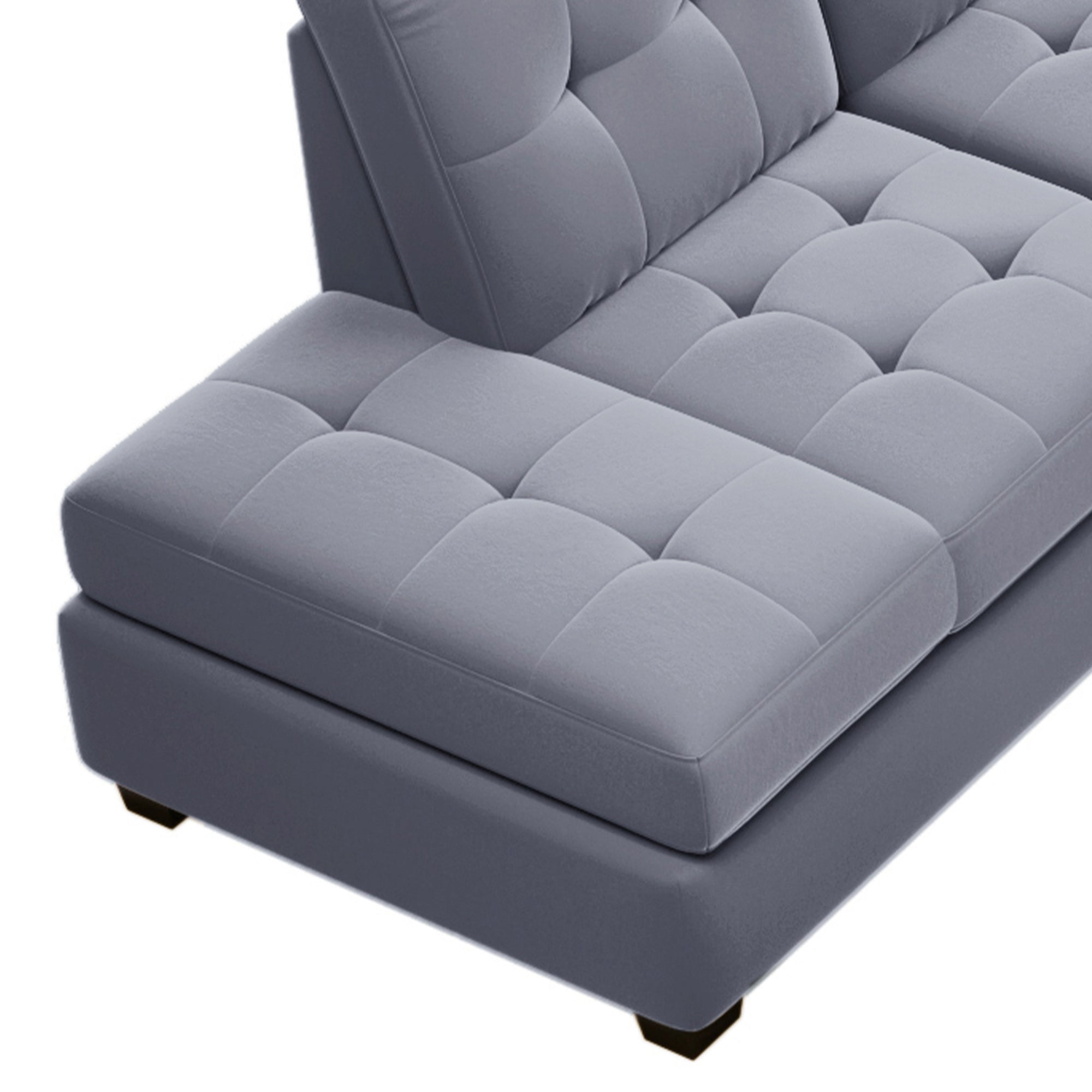 Homrest 112" Sectional Sofa with Reversible Chaise Lounge L-Shaped Couch with Storage Ottoman (Grey)