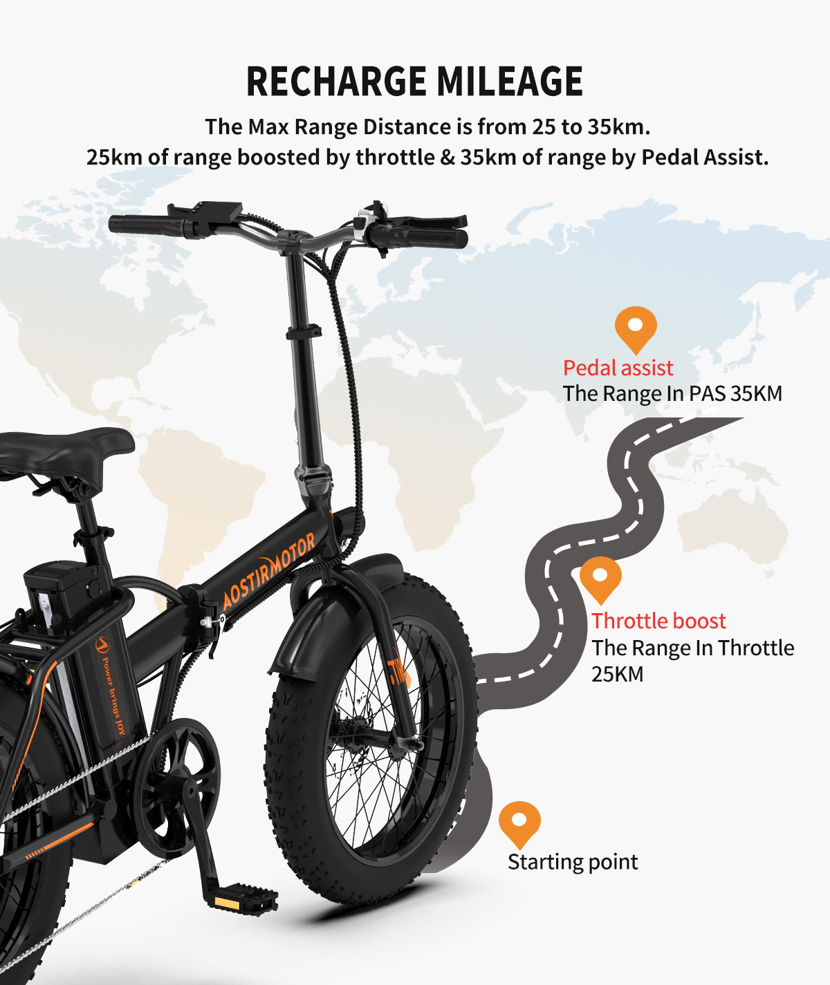 Homrest 20" Folding Electric Bike Ebike Bicycle 500W Motor Fat Tire With 36V/13Ah Removable Li-Battery