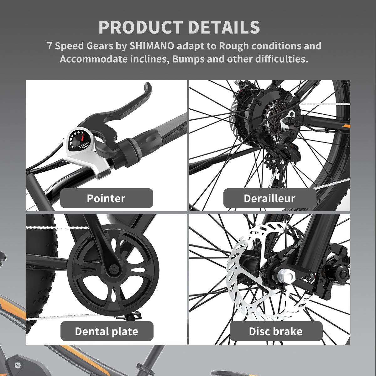 Homrest 26" Electric Bike Ebike Bicycle 750W Motor Fat Tire With P7 48V 13AH Removable Li-Battery (Black)