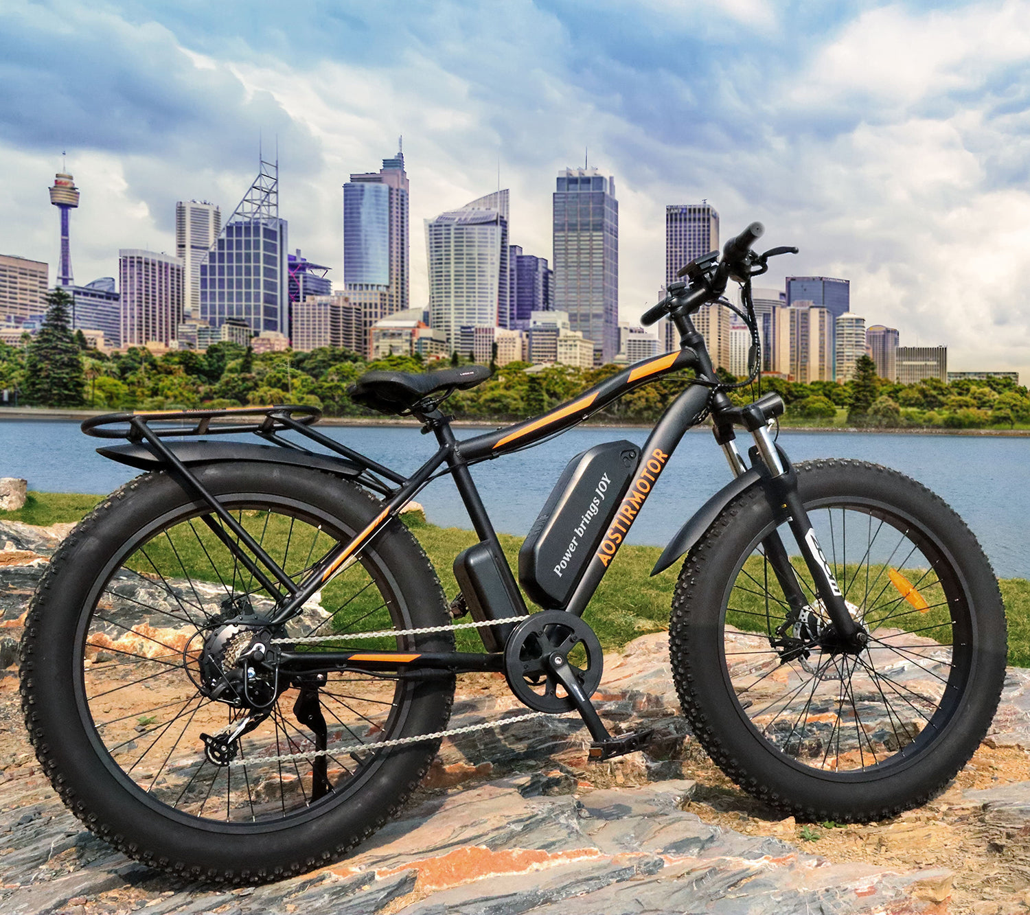 Homrest 26" Electric Bike Ebike Bicycle 750W Motor Fat Tire With P7 48V 13AH Removable Li-Battery (Black)