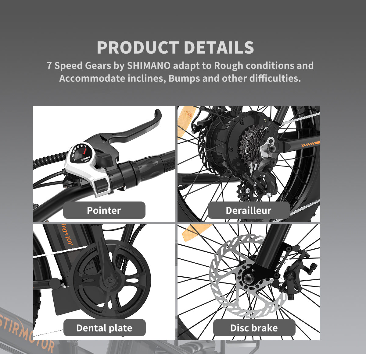 Homrest 20" Folding Electric Bike Ebike Bicycle 500W Motor Fat Tire With 36V/13Ah Removable Li-Battery