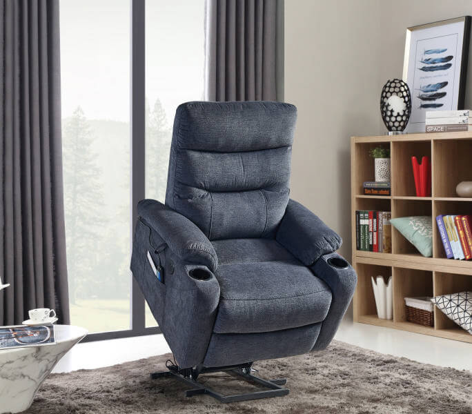 Power Lift Recliner Chair with Massage and Heat for Elderly Electric Recliner Lift Chair with 2 Side Pockets, Cup Holders, USB Port for Living Room, Dark Gray | Homrest Furniture