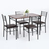 Homrest 5 Piece Dining Set Wood Metal Table and 4 Chairs Kitchen Breakfast Furniture
