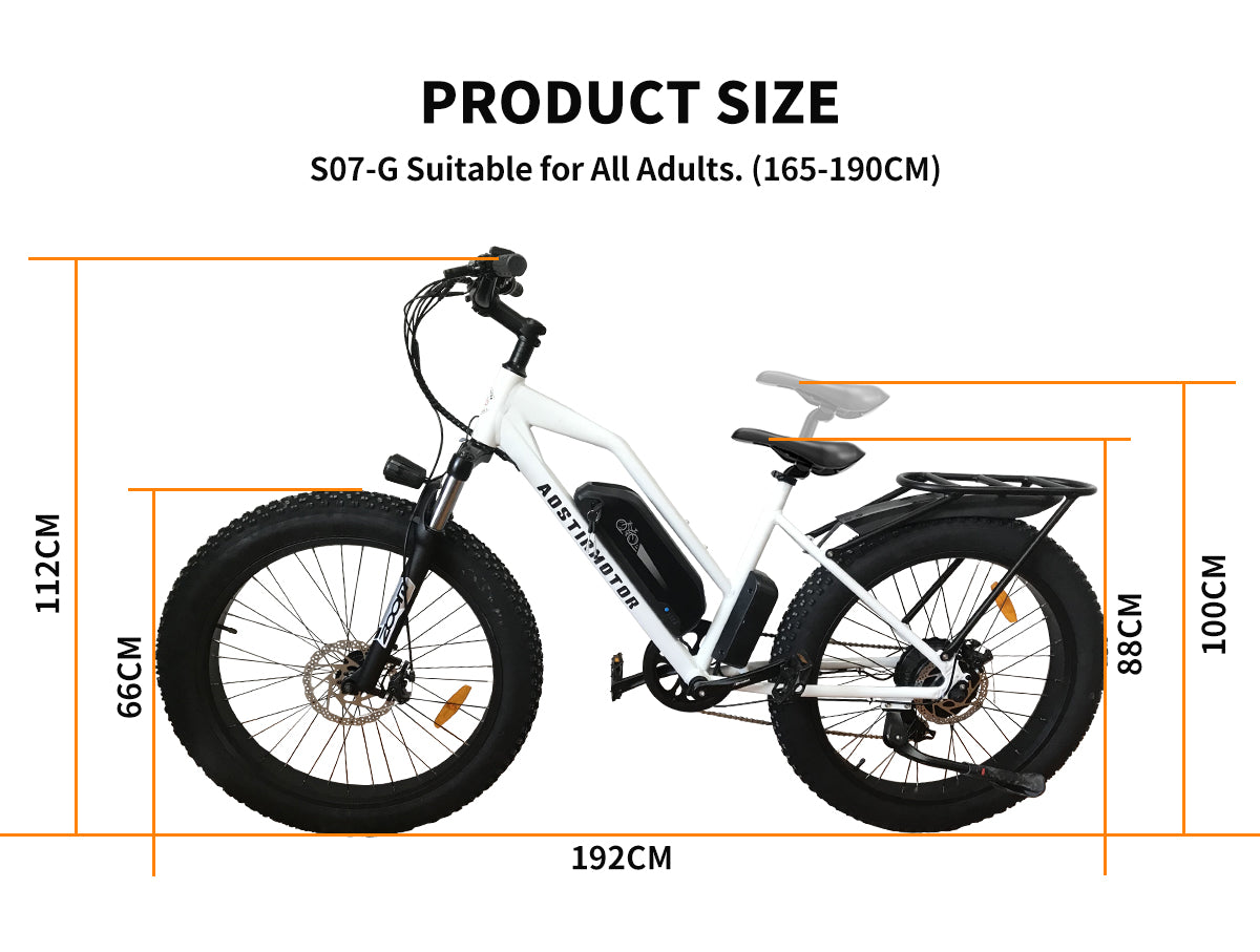 Homrest 26" Electric Bike Ebike Bicycle 750W Motor Fat Tire With P7 48V 13AH Removable Li-Battery. White