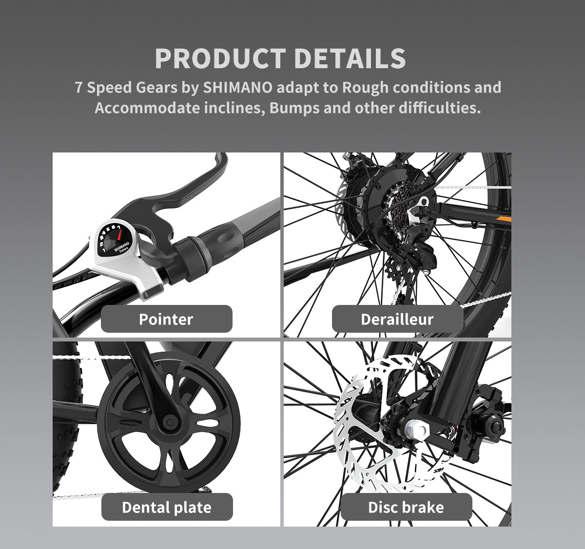 Homrest 26" Electric Bike Ebike Bicycle 750W Motor Fat Tire With P7 48V 13AH Removable Li-Battery. White