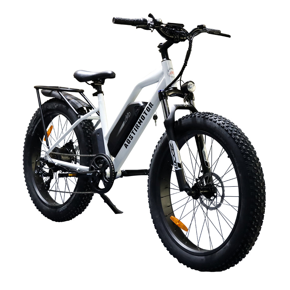 Homrest 26" Electric Bike Ebike Bicycle 750W Motor Fat Tire With P7 48V 13AH Removable Li-Battery. White