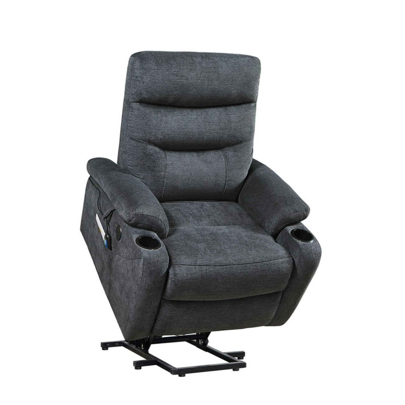 Power Lift Recliner Chair with Massage and Heat for Elderly Electric Recliner Lift Chair with 2 Side Pockets, Cup Holders, USB Port for Living Room, Dark Gray | Homrest Furniture