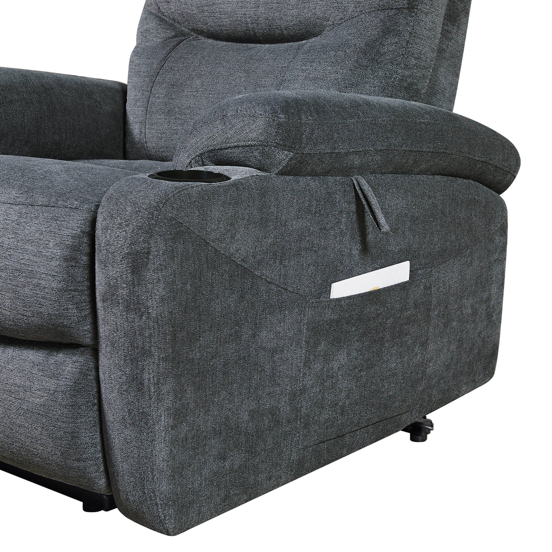 Power Lift Recliner Chair with Massage and Heat for Elderly Electric Recliner Lift Chair with 2 Side Pockets, Cup Holders, USB Port for Living Room, Dark Gray | Homrest Furniture