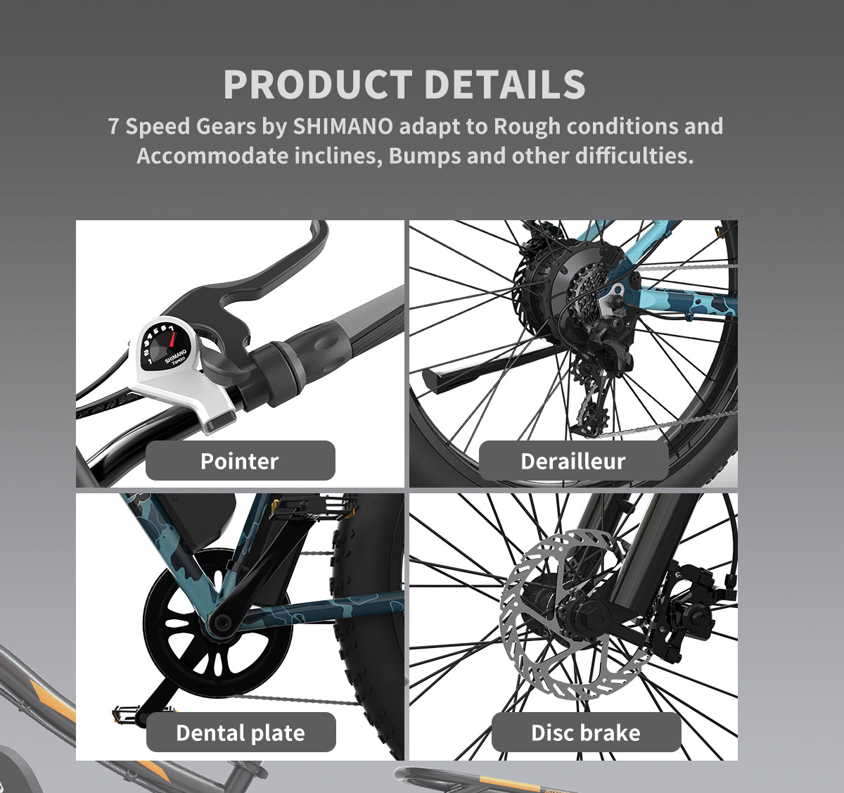 Homrest 26" Electric Bike Ebike Bicycle 750W Motor Fat Tire With P7 48V 13AH Removable Li-Battery, Blue