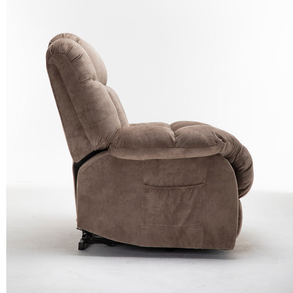 Power Lift Recliner Chair for Elderly- Heavy Duty and Safety Motion Reclining Mechanism-Fabric Sofa Living Room Chair, Light Coffee | Homrest Furniture