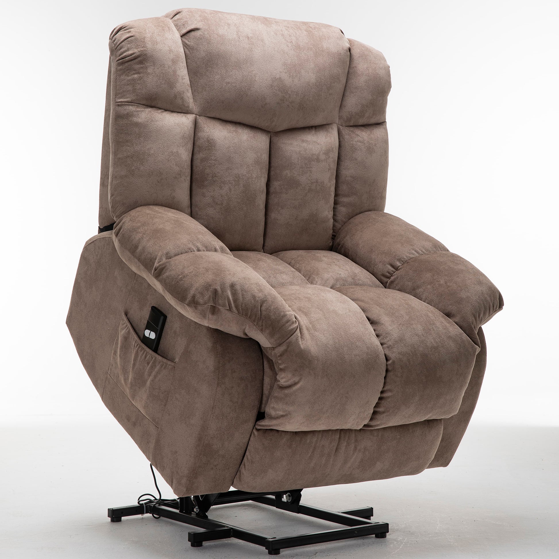 Homrest Power Lift Recliner Chair for Elderly- Heavy Duty and Safety Motion Reclining Mechanism-Fabric Sofa Living Room Chair, Light Coffee