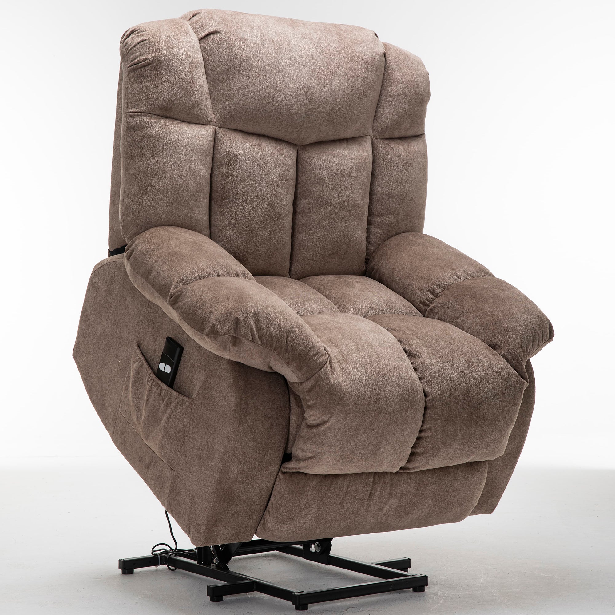 Homrest Power Lift Recliner Chair for Elderly- Heavy Duty and Safety Motion Reclining Mechanism-Fabric Sofa Living Room Chair, Light Coffee