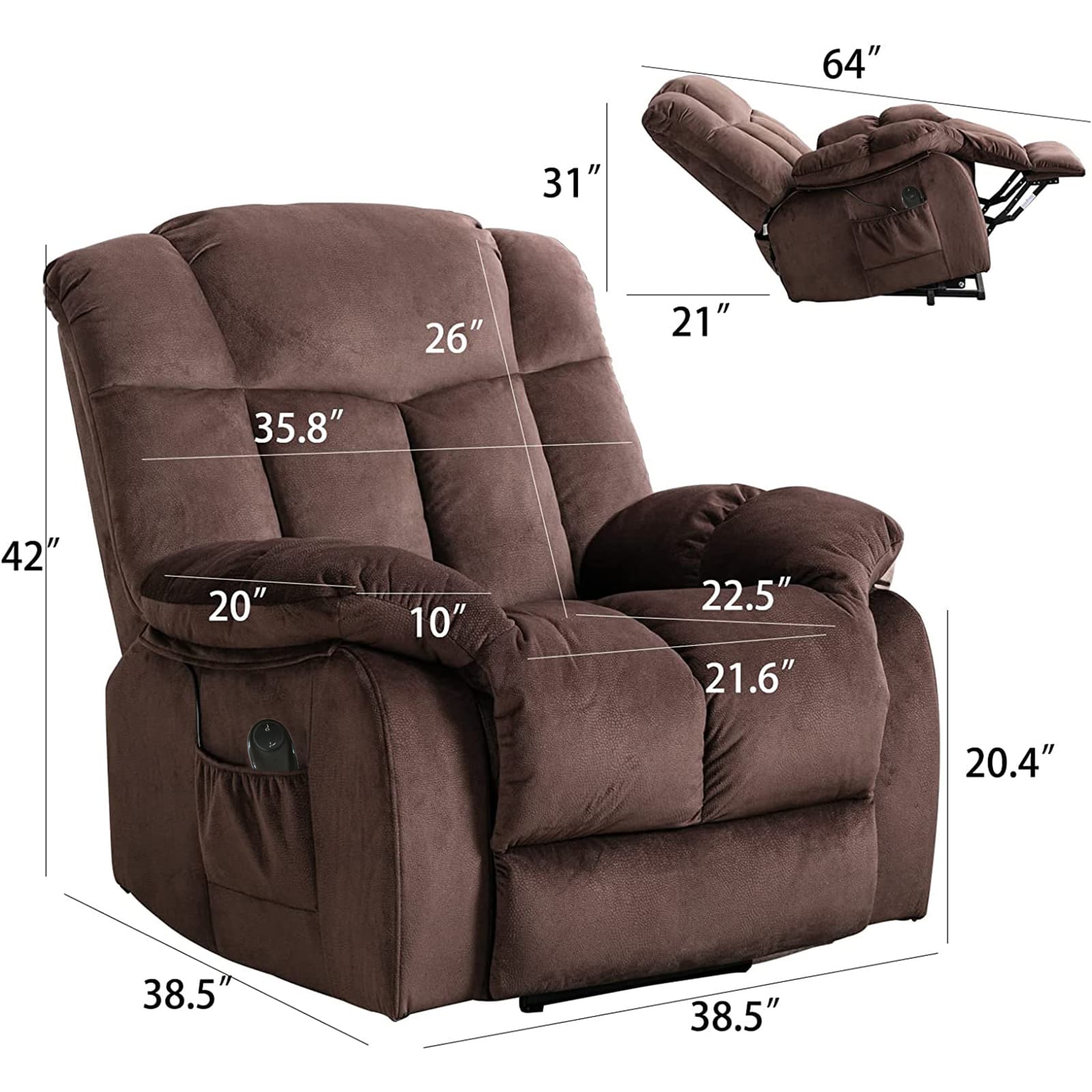  Power Lift Recliner Chair for Elderly- Heavy Duty and Safety Motion Reclining Mechanism-Fabric Sofa Living Room Chair, Coffee | Homrest Furniture