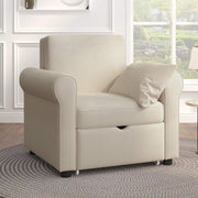 Sofa Bed Convertible Sleeper Chair Bed Adjustable Backrest with Storage(Beige) | Homrest Furniture