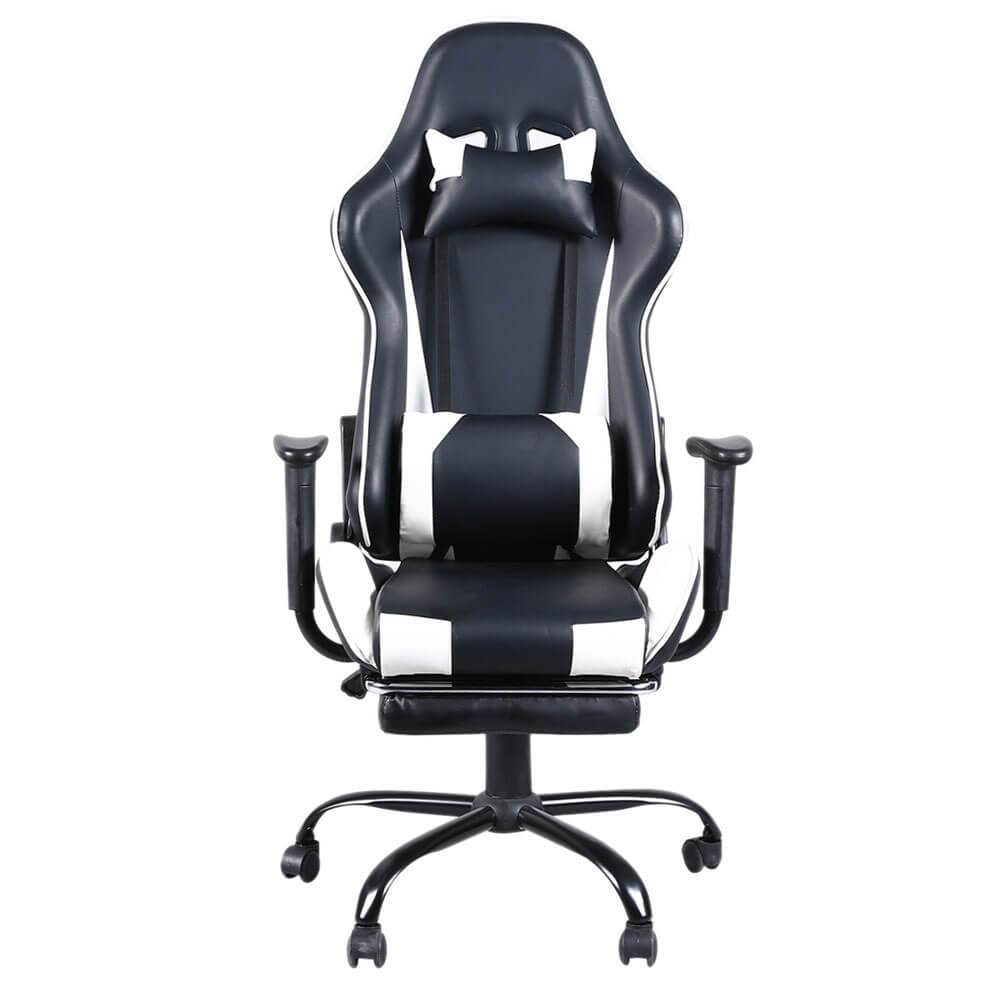 Homrest Racing Gaming Chair Faux Leather Chair Swivel Office Chair White
