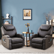 Homrest set of 2 power lift faux leather recliner chair with massage and heat for elderly, brown