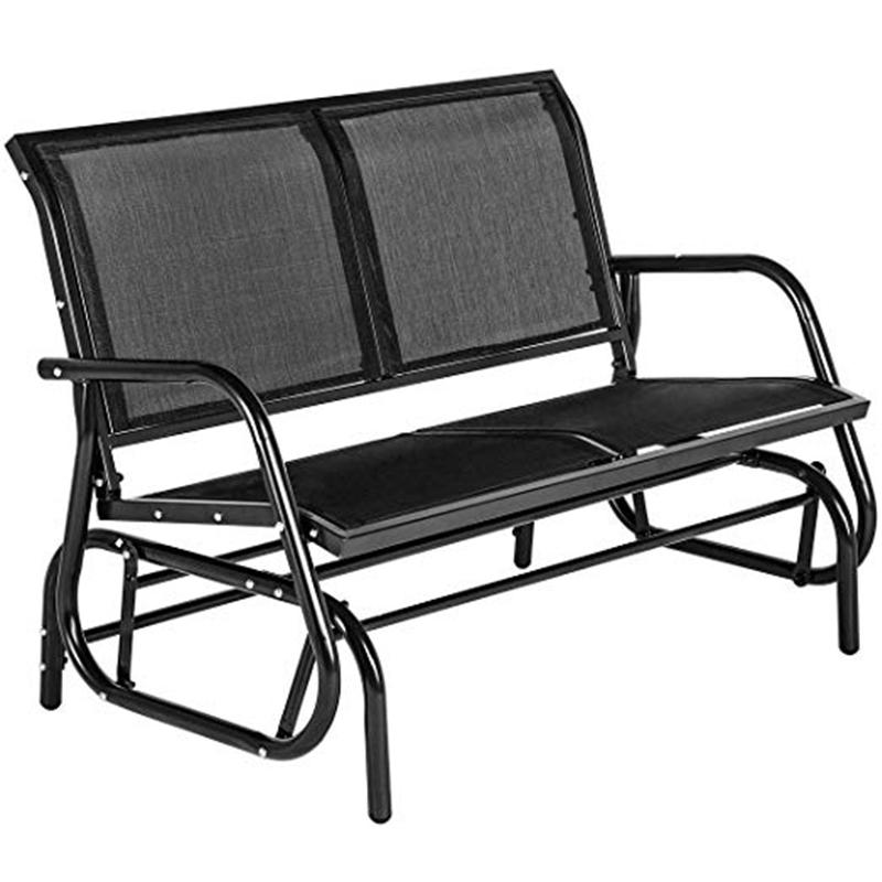 Homrest 2 Seats Outdoor Swing Glider Loveseat Chair with Powder Coated Steel Frame