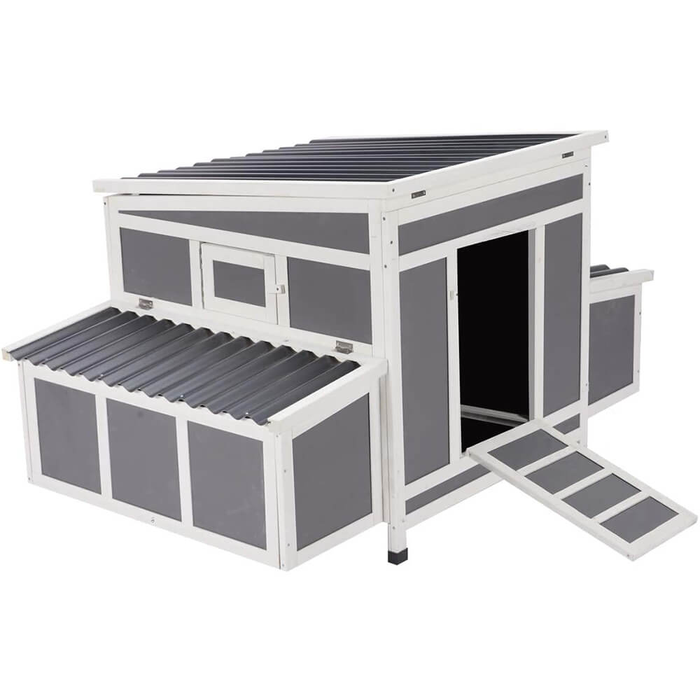 Outdoor Large Chicken Coop Wooden Cage Gray