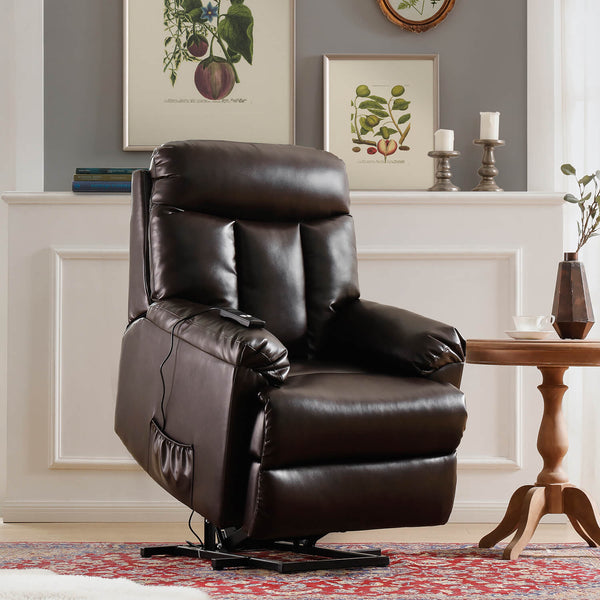 Homrest Electric Recliner Chair Lift Chair Power PU Leather Recliner Sofa with Heavy Duty Reclining Mechanism for Living Room, Brown