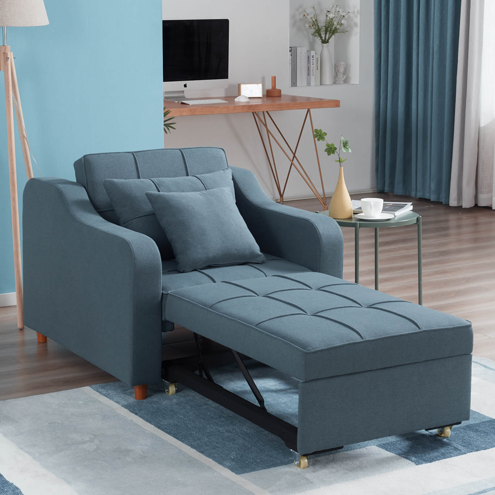 Homrest multi-functional sofa bed for living room, blue gray