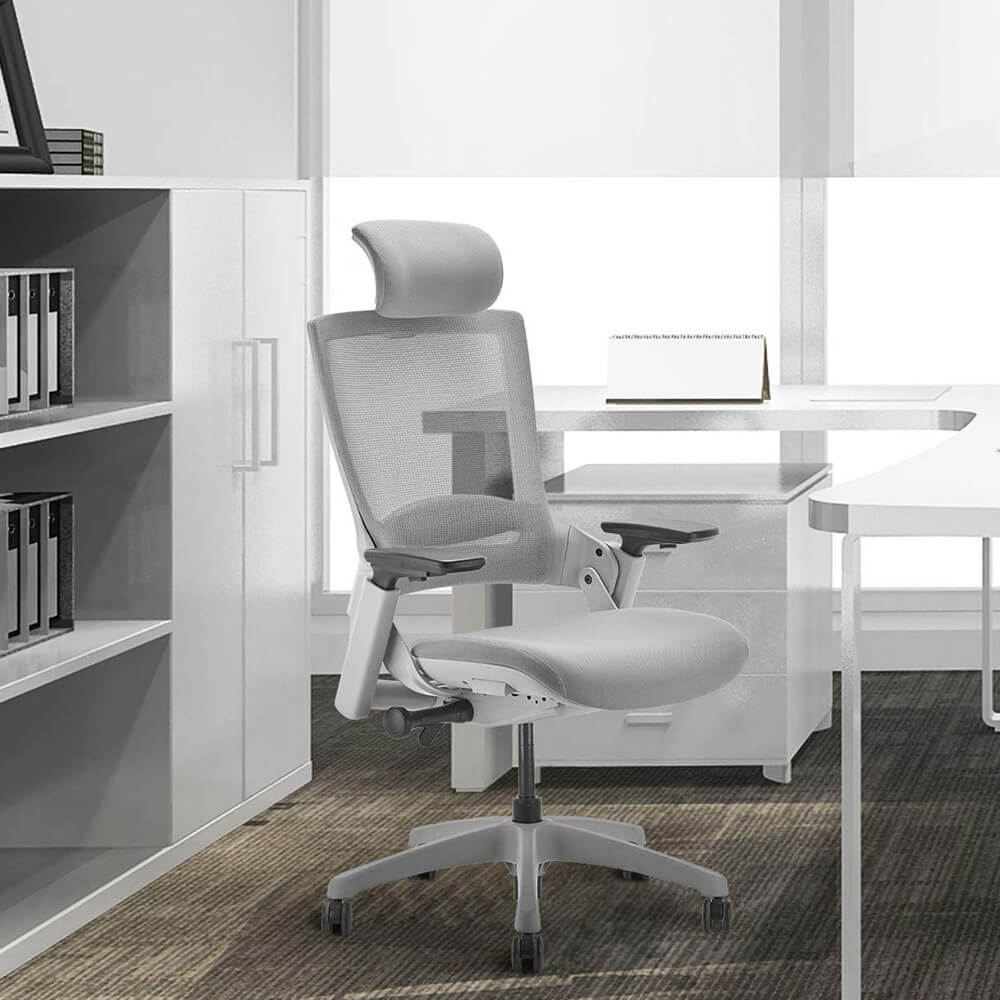 Homrest Ergonomic High Swivel Executive With Head Home Office Chair Grey Mesh Back