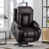 Power Lift Recliner Chair with Massage & Heat for Elderly, PU Leather Electric Recliner with 2 Side Pockets, Cup Holders & USB Port (Brown)