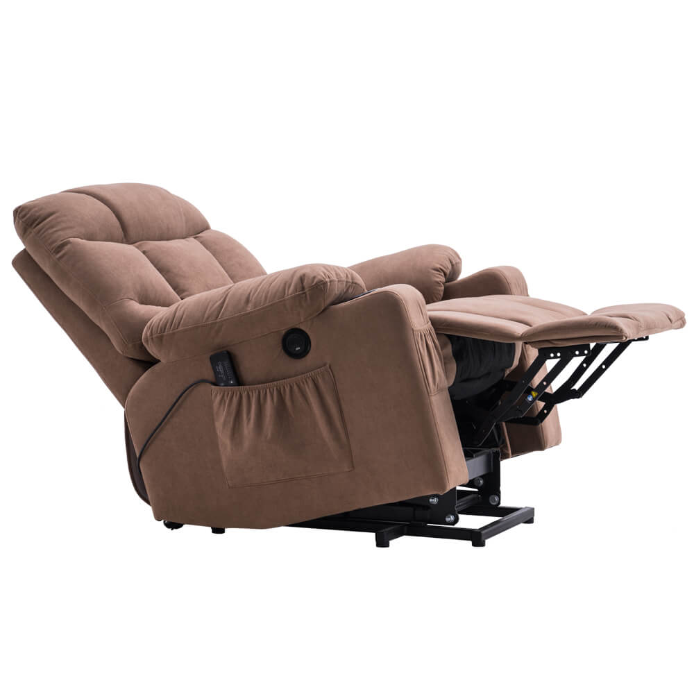 Homrest Dual Motor Lift Chair Recliners for Elderly, Fabric Electric Power Lift Recliner Chair Sofa with Side Pocket & Remote Control, Brown