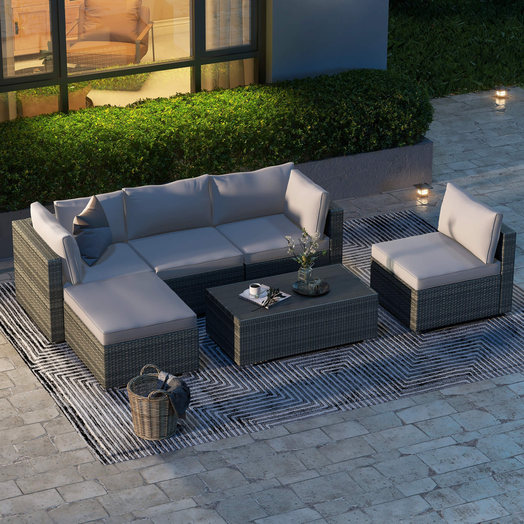 Patio dining set for porch, garden and poolside, gray | Homrest furniture