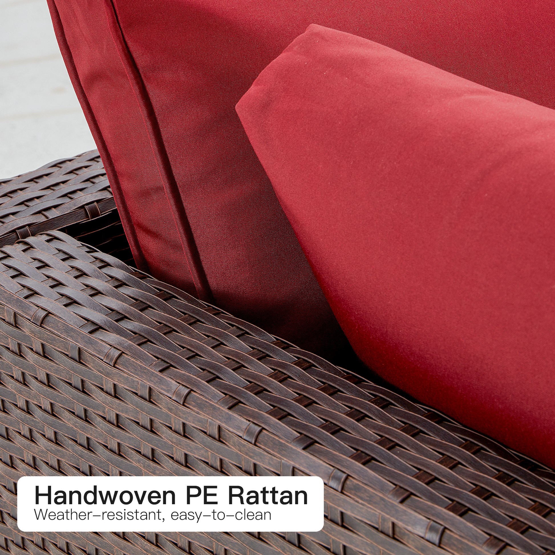 7 Pcs Outdoor Sectional Sofas for Porch, Garden and Poolside, All-Weather Patio Couch Set with Tea Table, Red | Homrest Furniture
