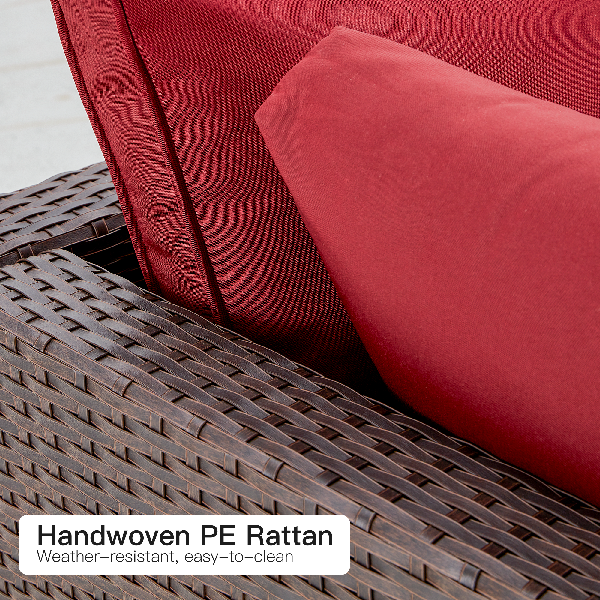 7 Pcs Outdoor Sectional Sofas for Porch, Garden and Poolside, All-Weather Patio Couch Set with Tea Table, Red | Homrest Furniture