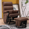 Homrest Faux Leather Glider Recliner with Ottoman Vibration Massage Lounge Chair Set, Brown