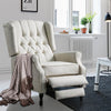 Fabric Pushback Manual Recliner Chair for Living Room Beige