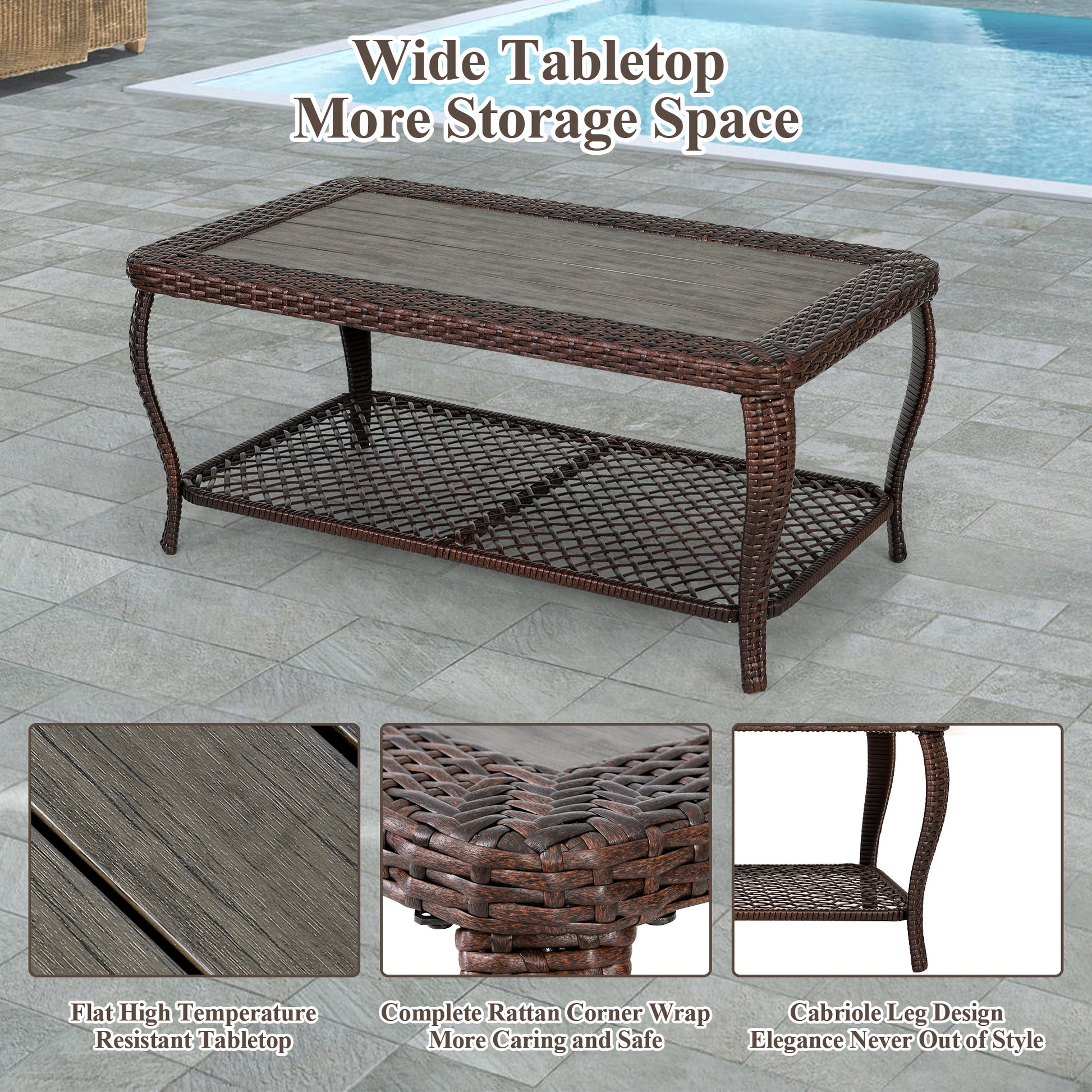 Outdoor conversation set with ottoman, brown | Homrest furniture