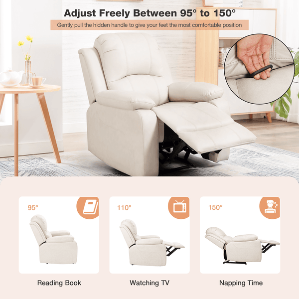 Homrest recliner chair for living room, creamy white