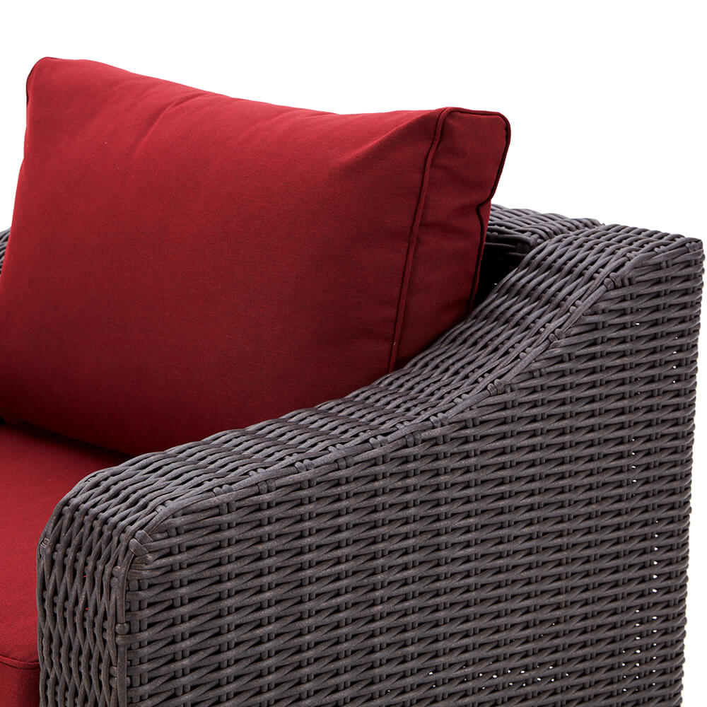  Homrest Patio Conversation Set w/ Red Cushion, Coffee Table for Porch, Garden and Poolside