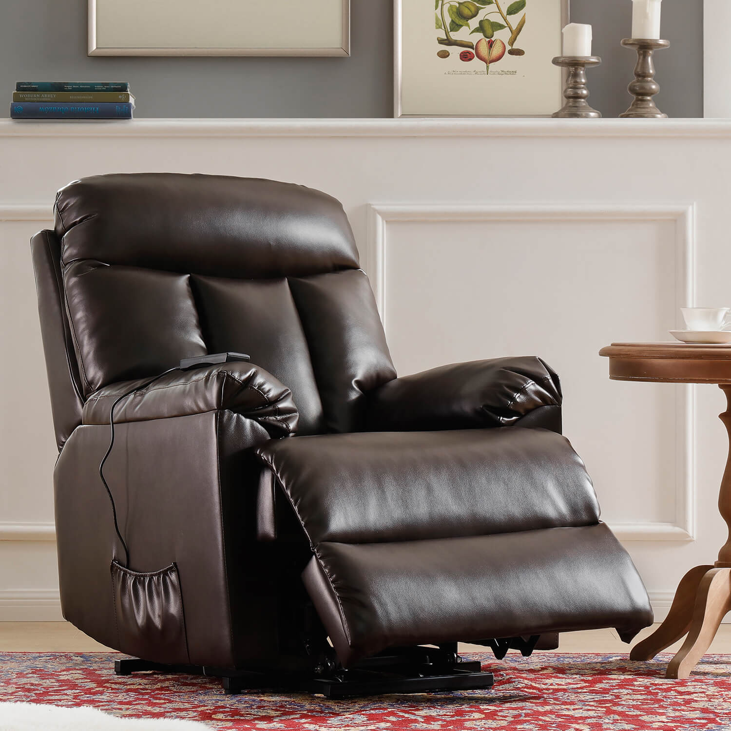 Homrest Electric Recliner Chair Lift Chair Power PU Leather Recliner Sofa with Heavy Duty Reclining Mechanism for Living Room, Brown