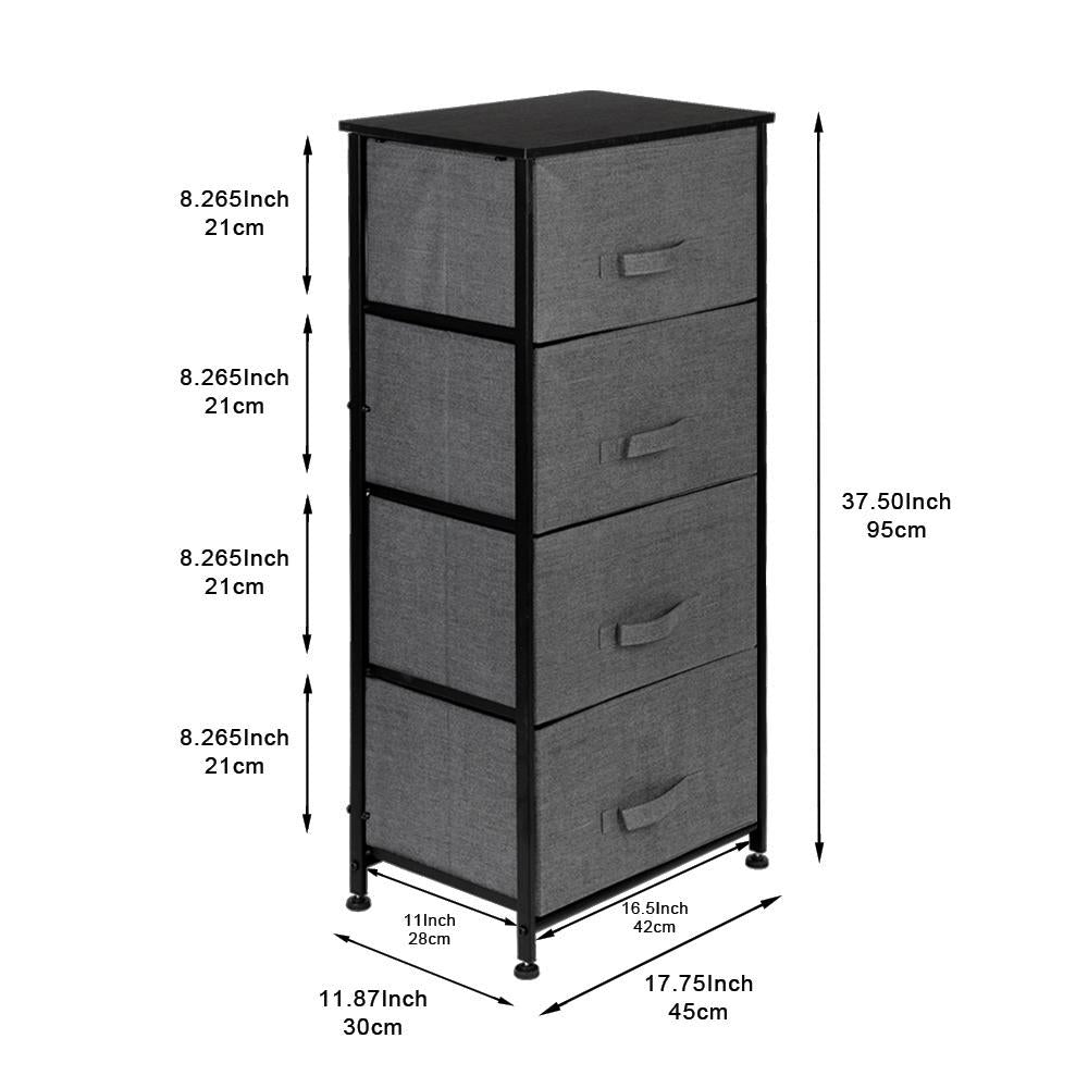 Homrest 4-Tier Dresser Tower, Fabric Drawer Organizer With 4 Easy Pull Drawers With Metal Frame