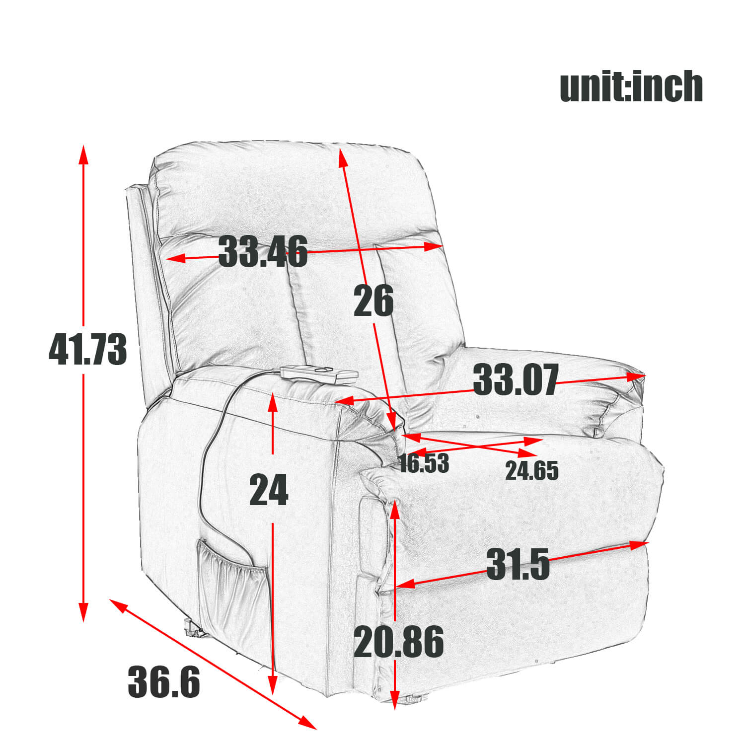 Homrest Electric Recliner Chair Lift Chair Power PU Leather Recliner Sofa with Heavy Duty Reclining Mechanism for Living Room, Brown