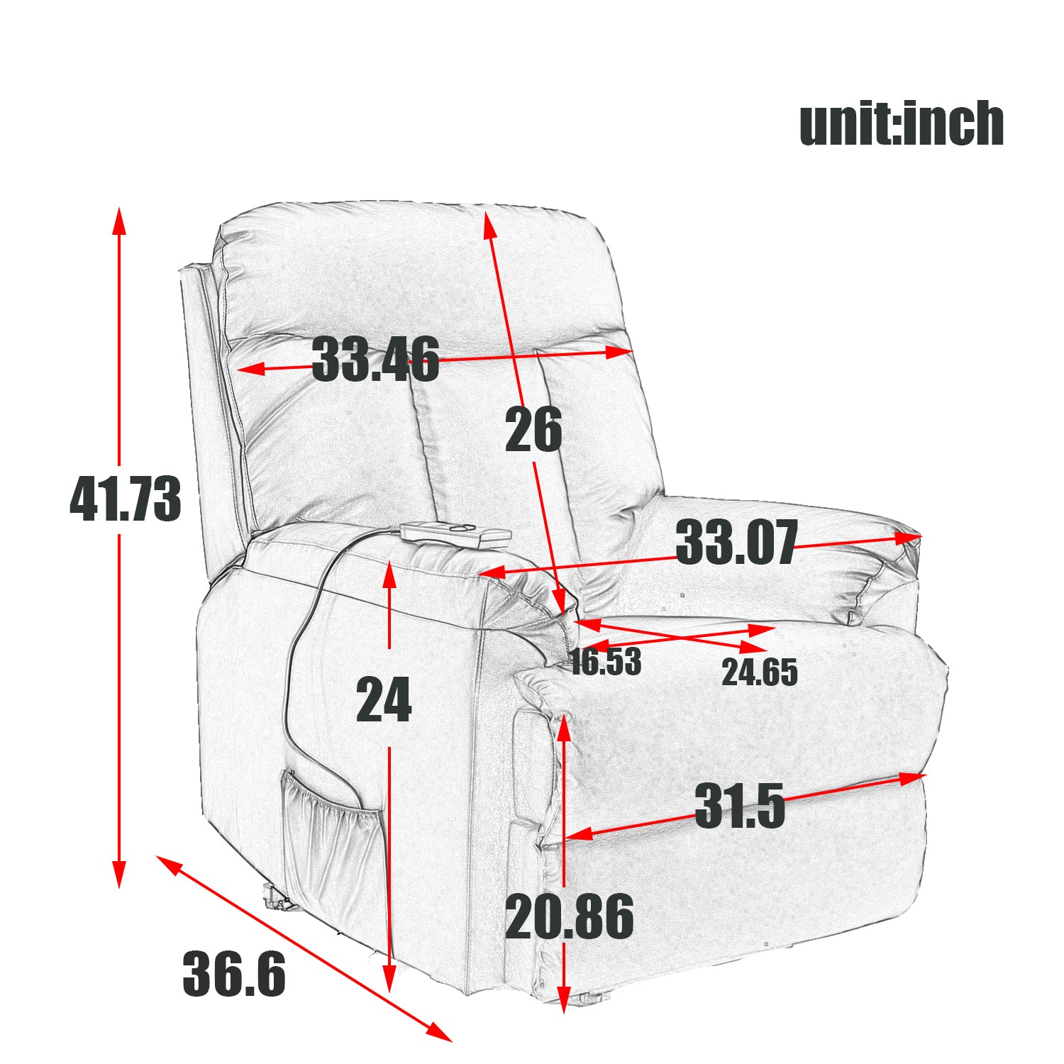  Homrest Electric Recliner Chair Lift Chair Power PU Leather Recliner Sofa with Heavy Duty Reclining Mechanism for Living Room, Black