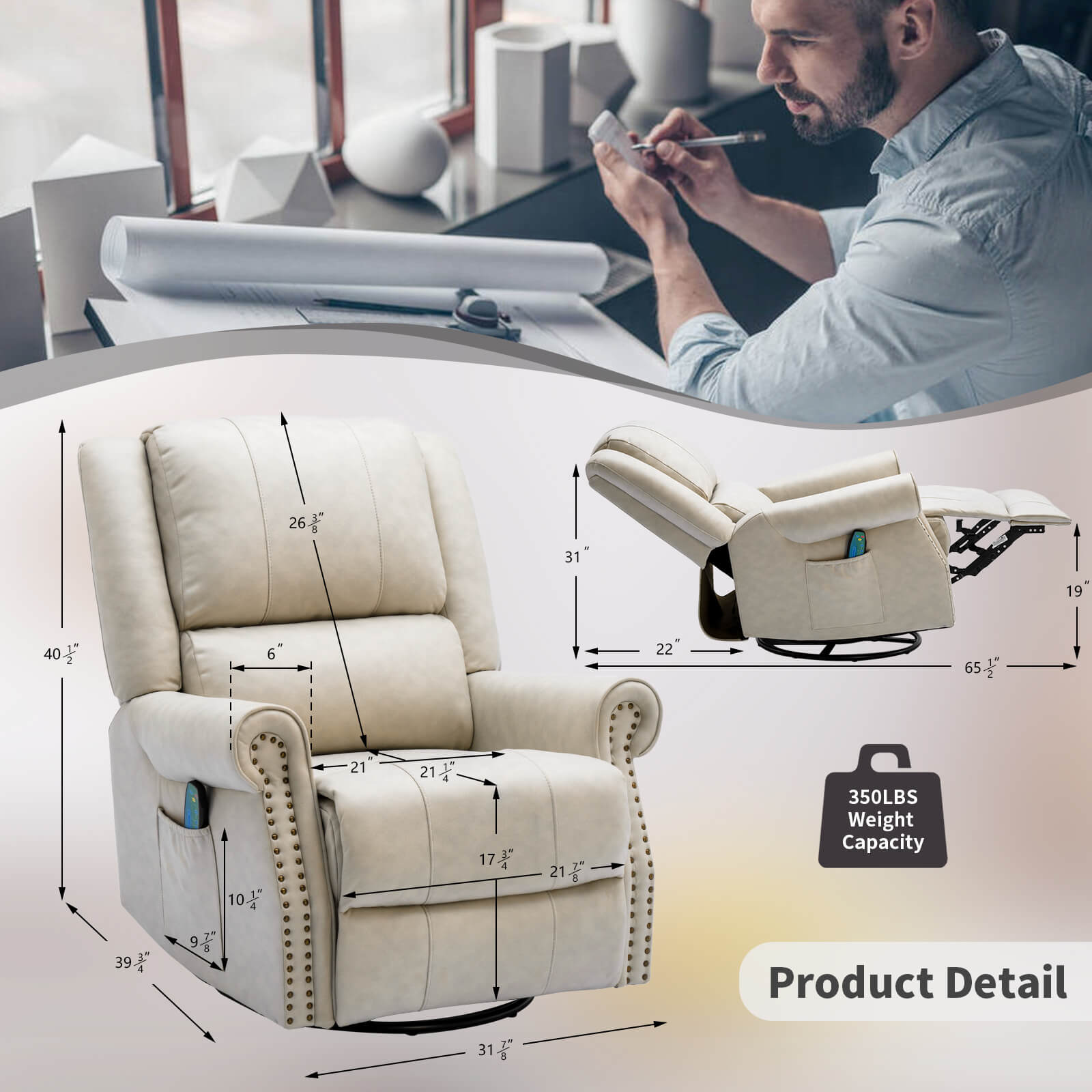 Homrest massage and heated recliner chair