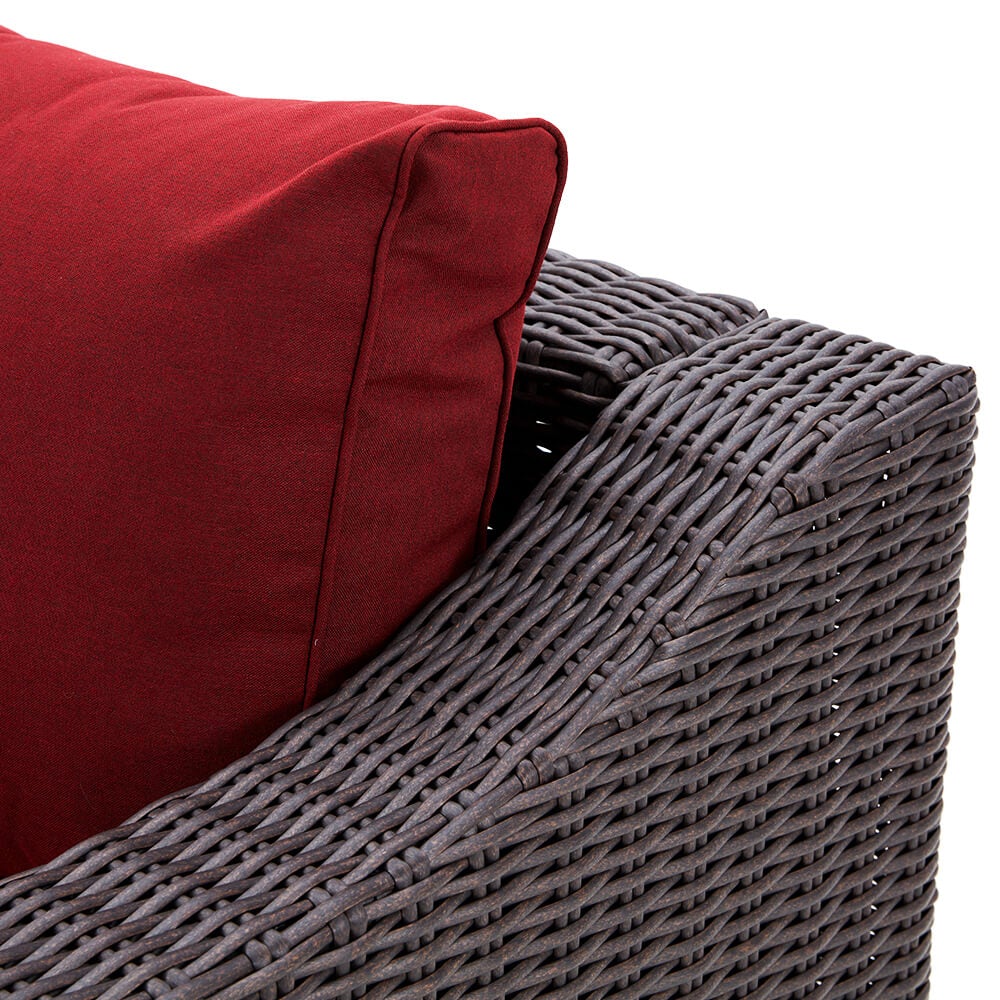  Homrest Outdoor Conversation Set w/ Red Cushion, Coffee Table for Porch, Garden and Poolside