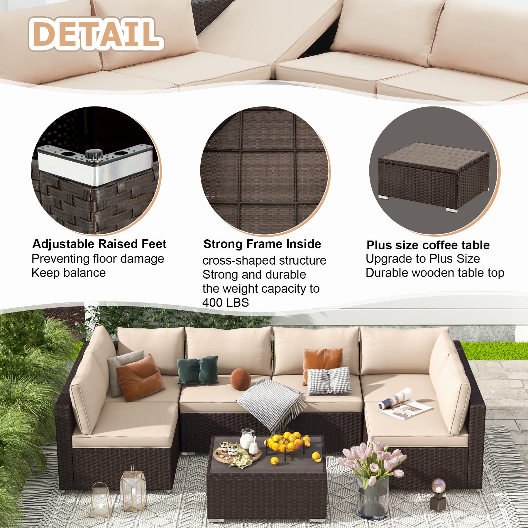 Homrest outdoor conversation set for porch, garden and poolside