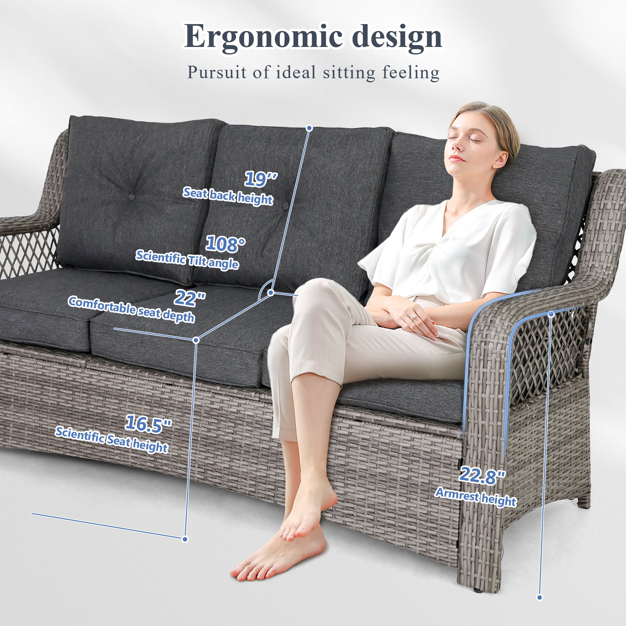 6 Pcs outdoor furniture set for porch, garden and poolside, gray | Homrest furniture