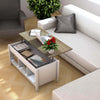 Lift Top Coffee Table Living Room Modern Pop-Up Storage Coffee Table with Hidden Compartment, White