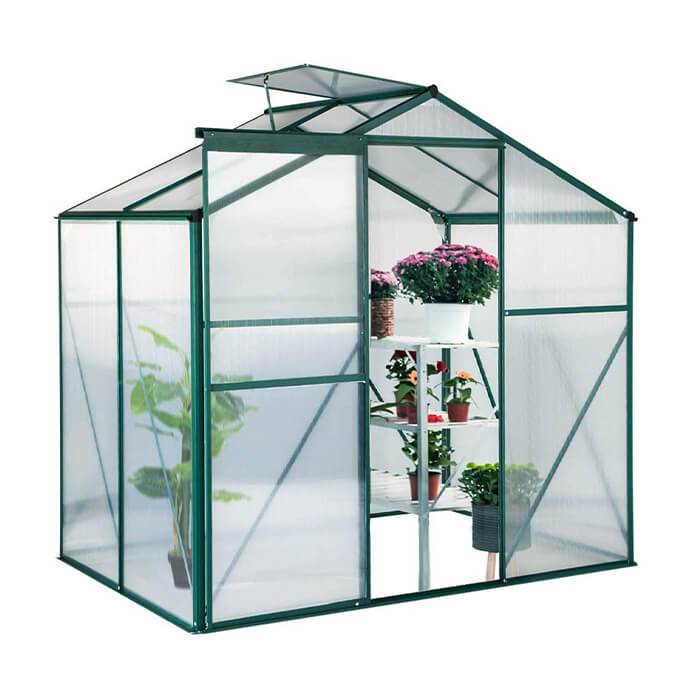Homrest 4'x6'x6.6' Garden Walk-in Greenhouse with Sliding Door & Roof Vent