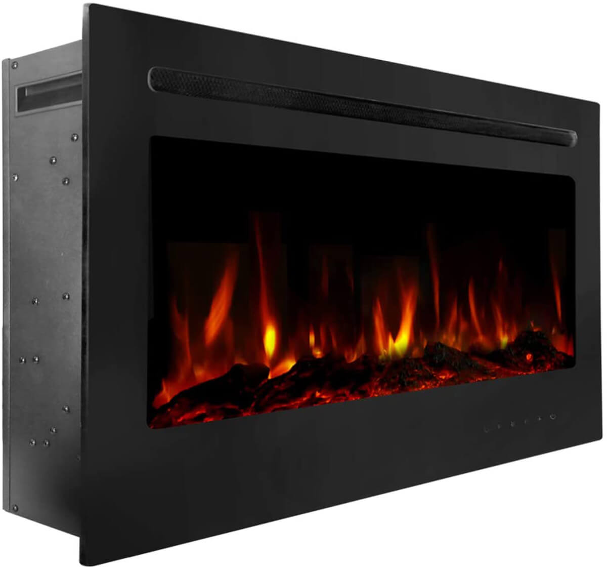Homrest 36" Recessed Mounted Electric Fireplace Insert with Touch Screen Control Panel, Remote Control, 750/1500W, Black